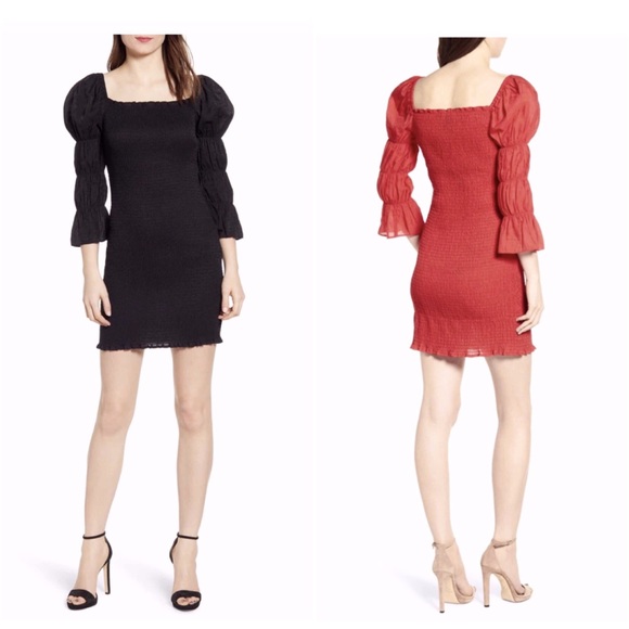 J.O.A. Dresses & Skirts - J.O.A Smock Puffed Bodycon Mini Dress